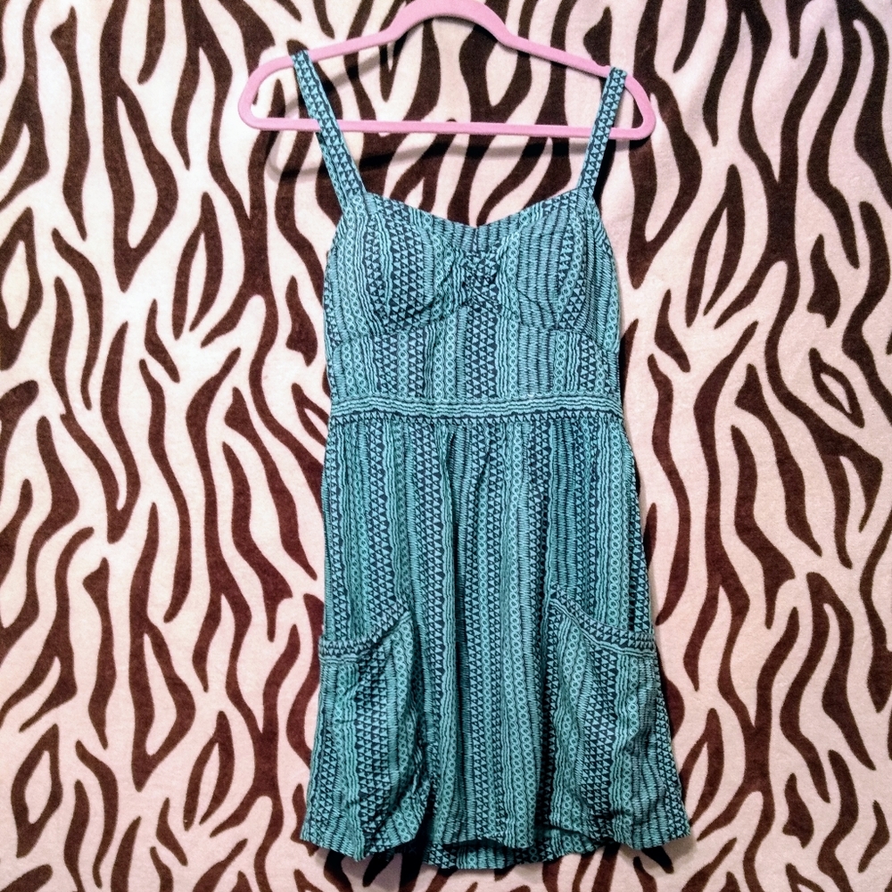 American Eagle Strappy Multi Print Blue Dress 12